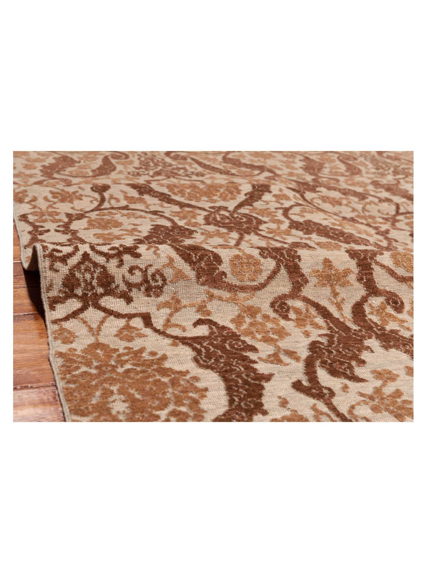 Pasha Defne Orchid Beige Dark Brown Transitional Hand Knotted Rug