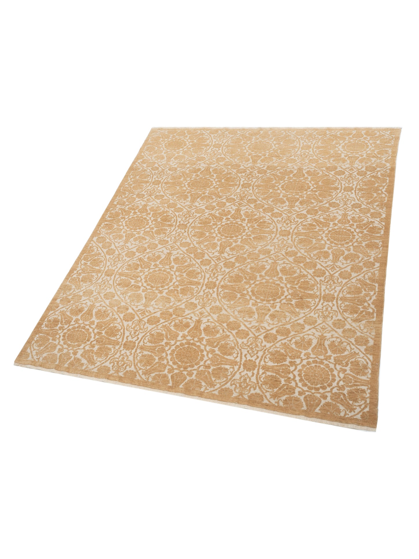 Pasha Defne Lotus Ivory Gold Transitional Hand Knotted Rug