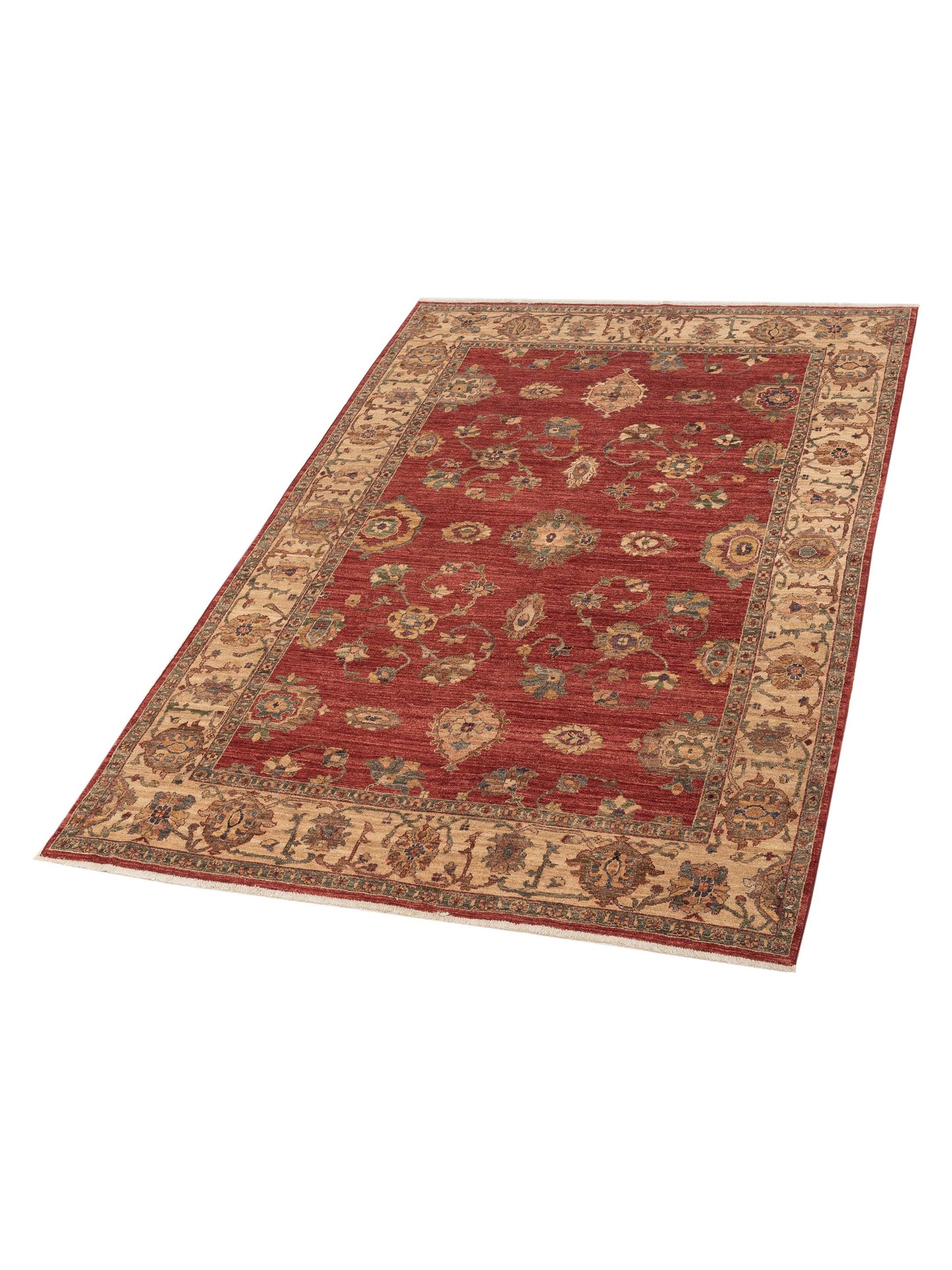 Pasha Elvan Tansu Red Ivory Traditional Hand Knotted Rug