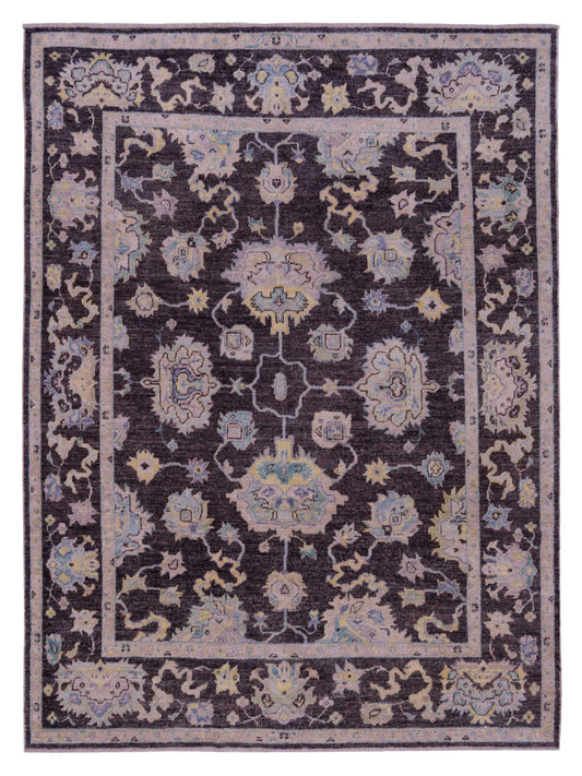 Authentic Angora Oushak Didem Charcoal Traditional Hand Knotted Rug