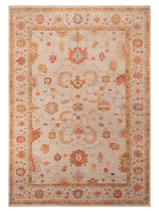 Authentic Angora Oushak Leyla Ivory Traditional Hand Knotted Rug