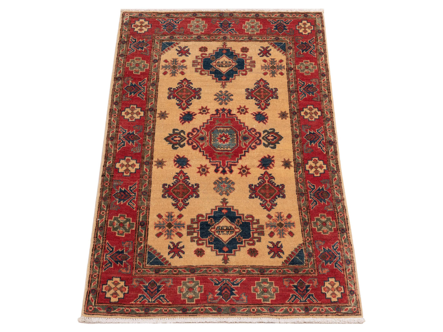 Nomad Kars 145949 Ivory Red Tribal Hand Knotted Rug