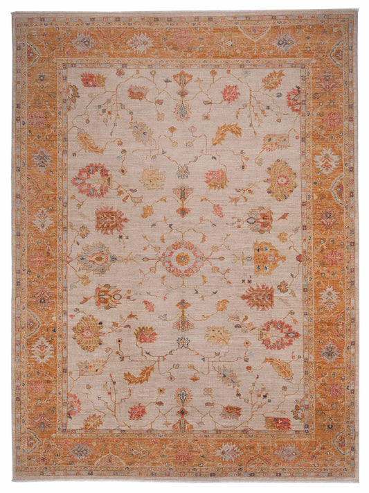 Authentic Angora Oushak Seyyal Ivory Traditional Hand Knotted Rug