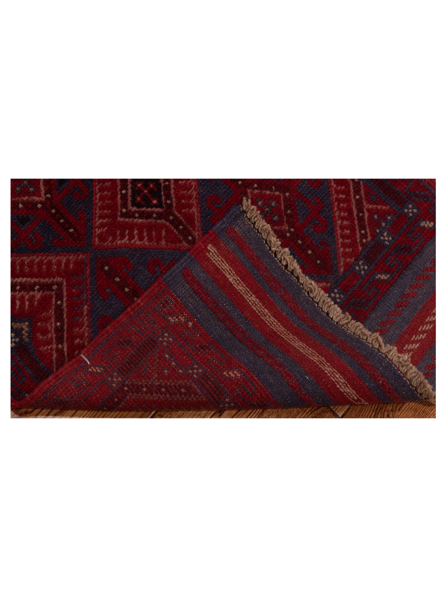 Nomad Afghan Soumak 146642 Charcoal Red Tribal Hand Woven Rug