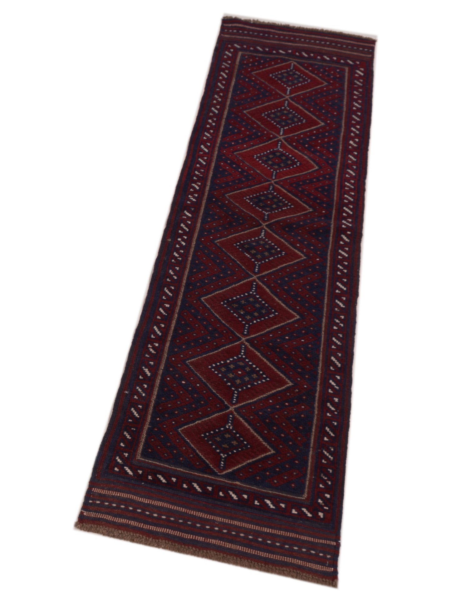 Nomad Afghan Soumak 146653 Red Navy Tribal Hand Woven Rug