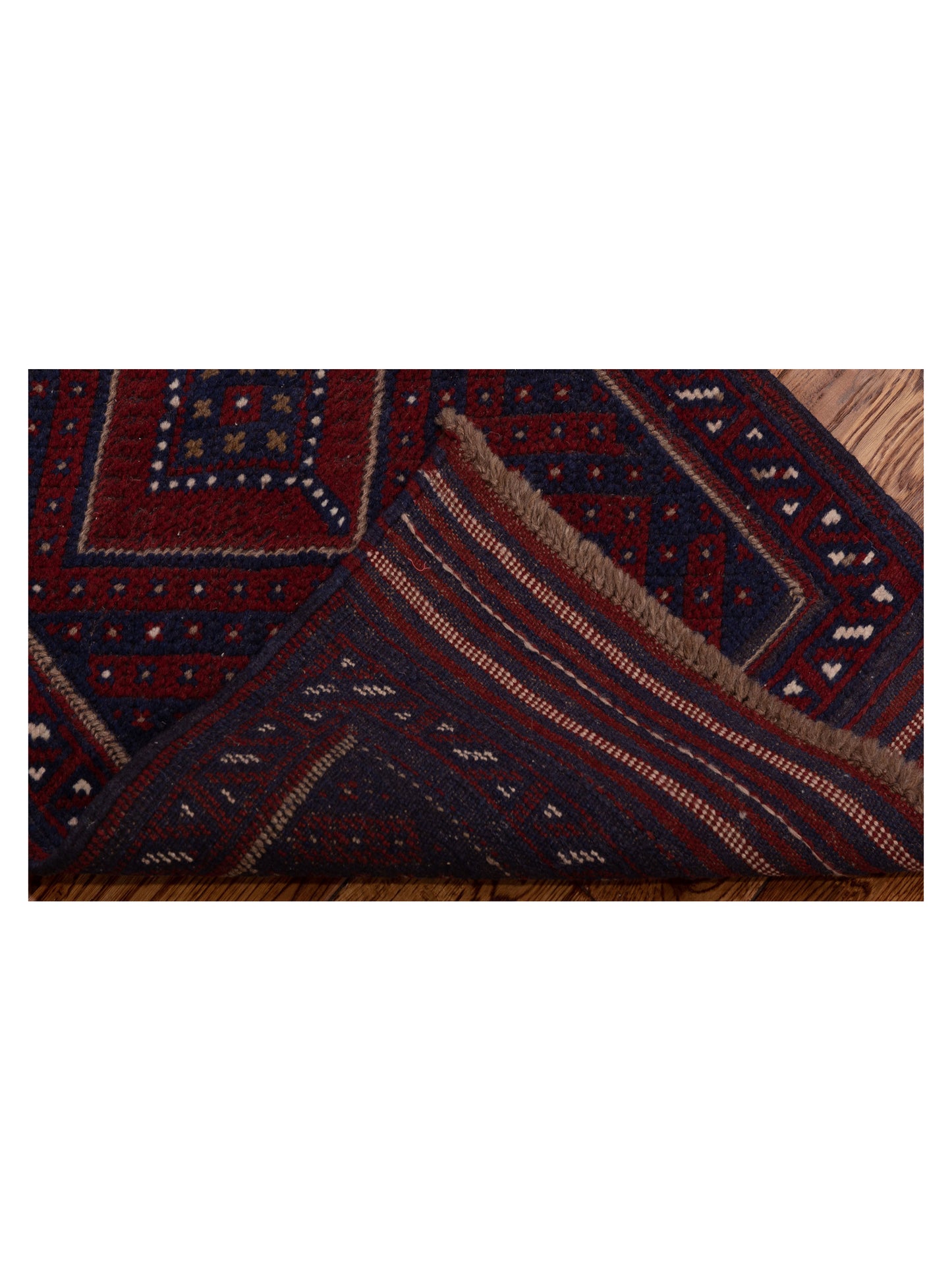 Nomad Afghan Soumak 146653 Red Navy Tribal Hand Woven Rug