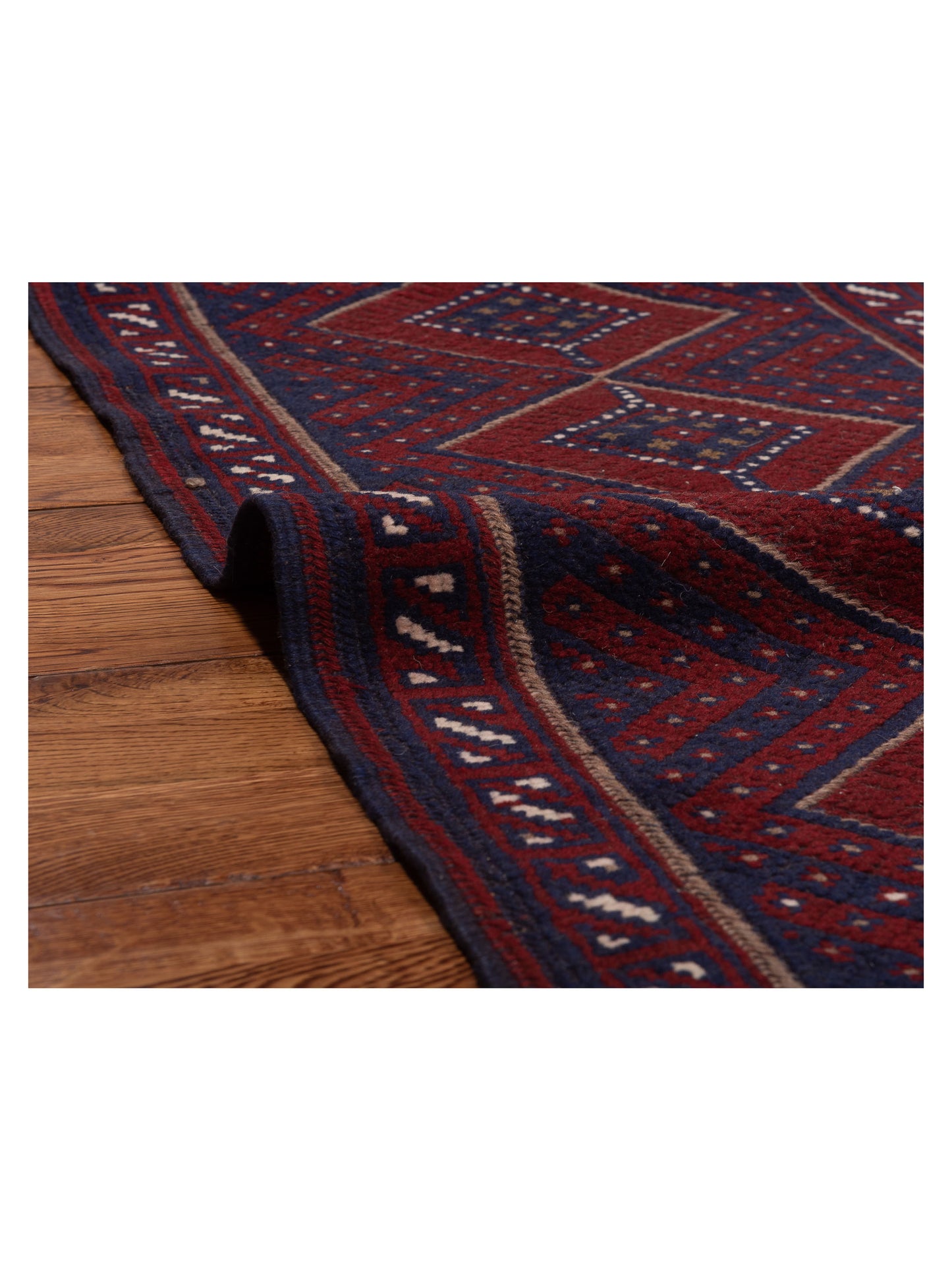 Nomad Afghan Soumak 146653 Red Navy Tribal Hand Woven Rug