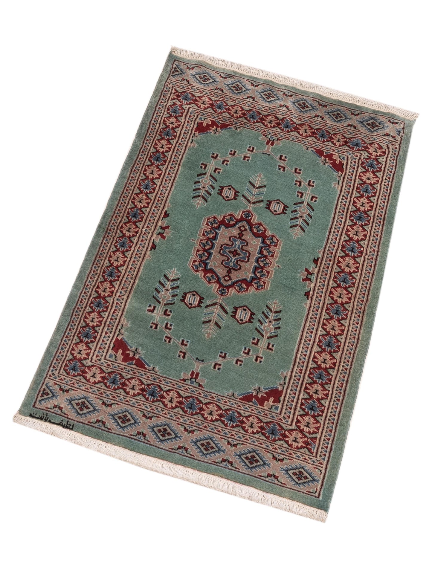 Nomad Bokhara 146673 Green Beige Traditional Hand Knotted Rug