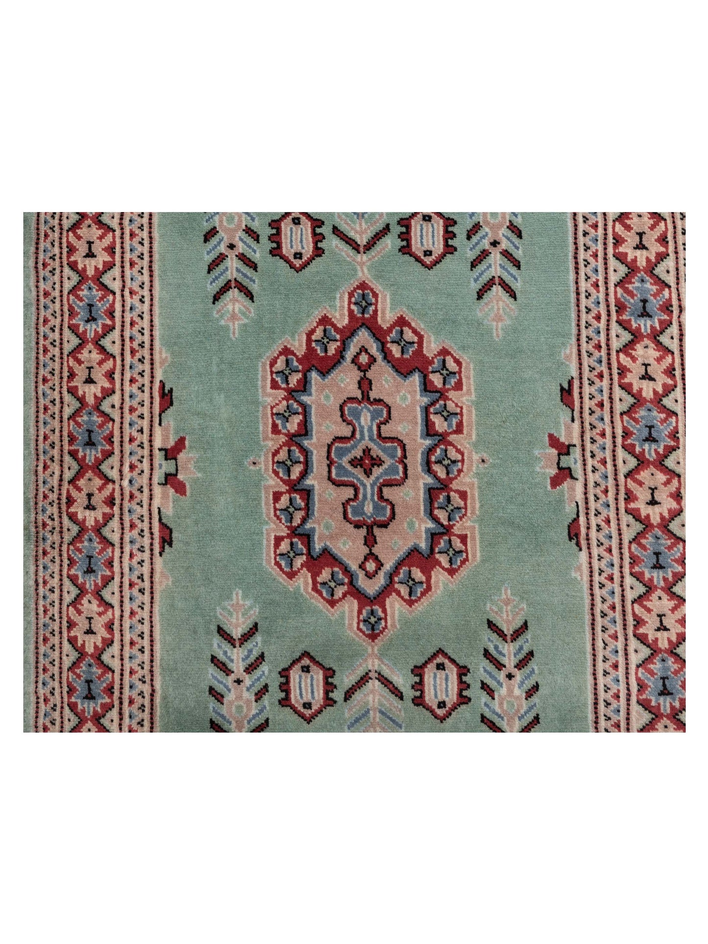 Nomad Bokhara 146673 Green Beige Traditional Hand Knotted Rug