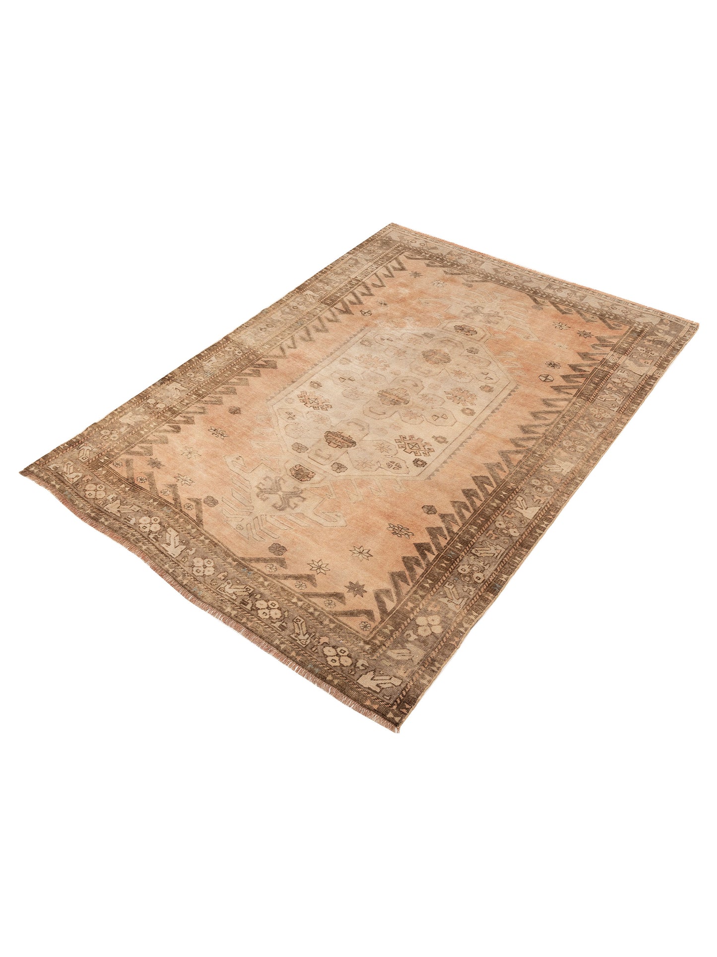 Pasha Old Anatolian 146697 Peach Brown Transitional Hand Knotted Rug