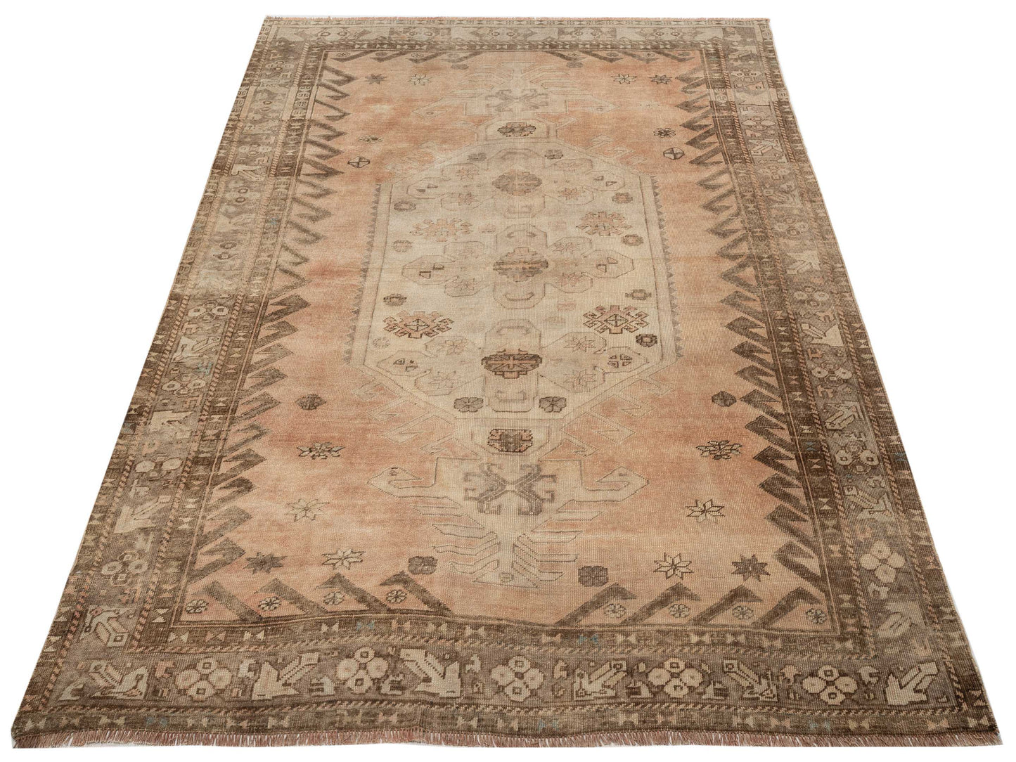 Pasha Old Anatolian 146697 Peach Brown Transitional Hand Knotted Rug