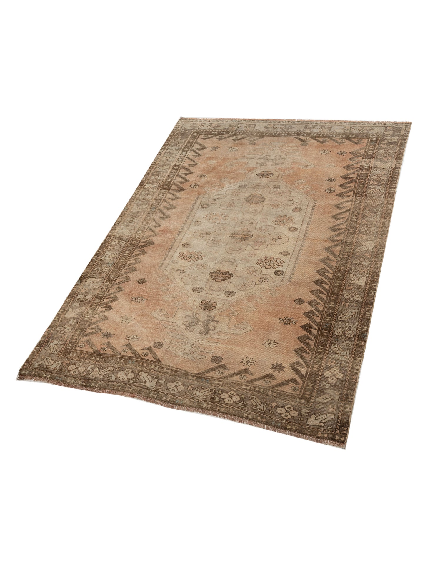 Pasha Old Anatolian 146697 Peach Brown Transitional Hand Knotted Rug