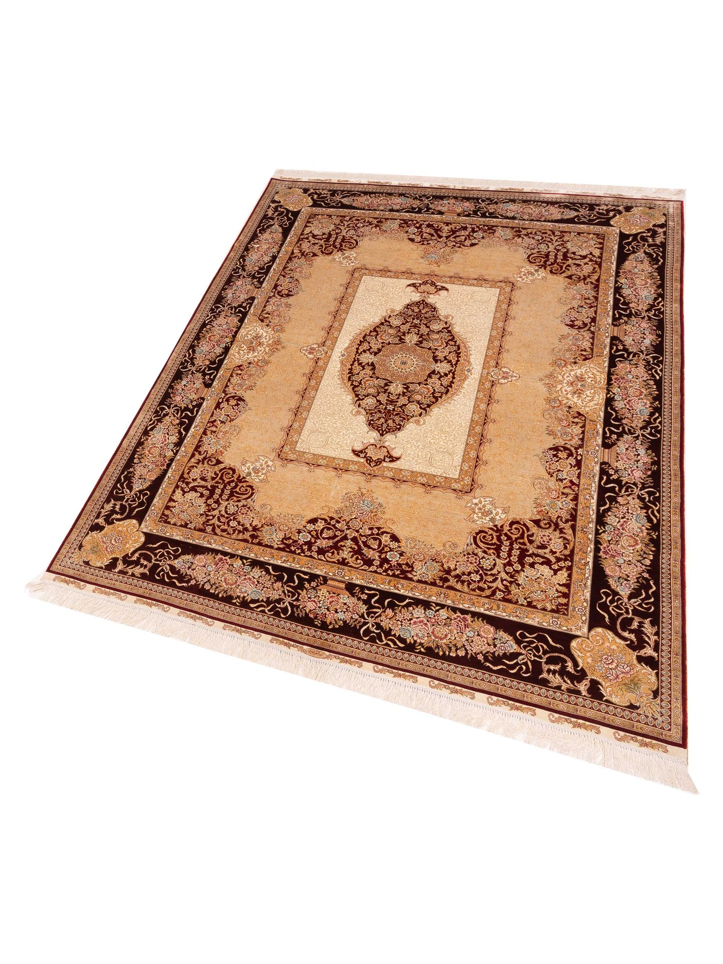 Pasha Elegance 146834 Camel Burgundy Traditional Hand Knotted Rug