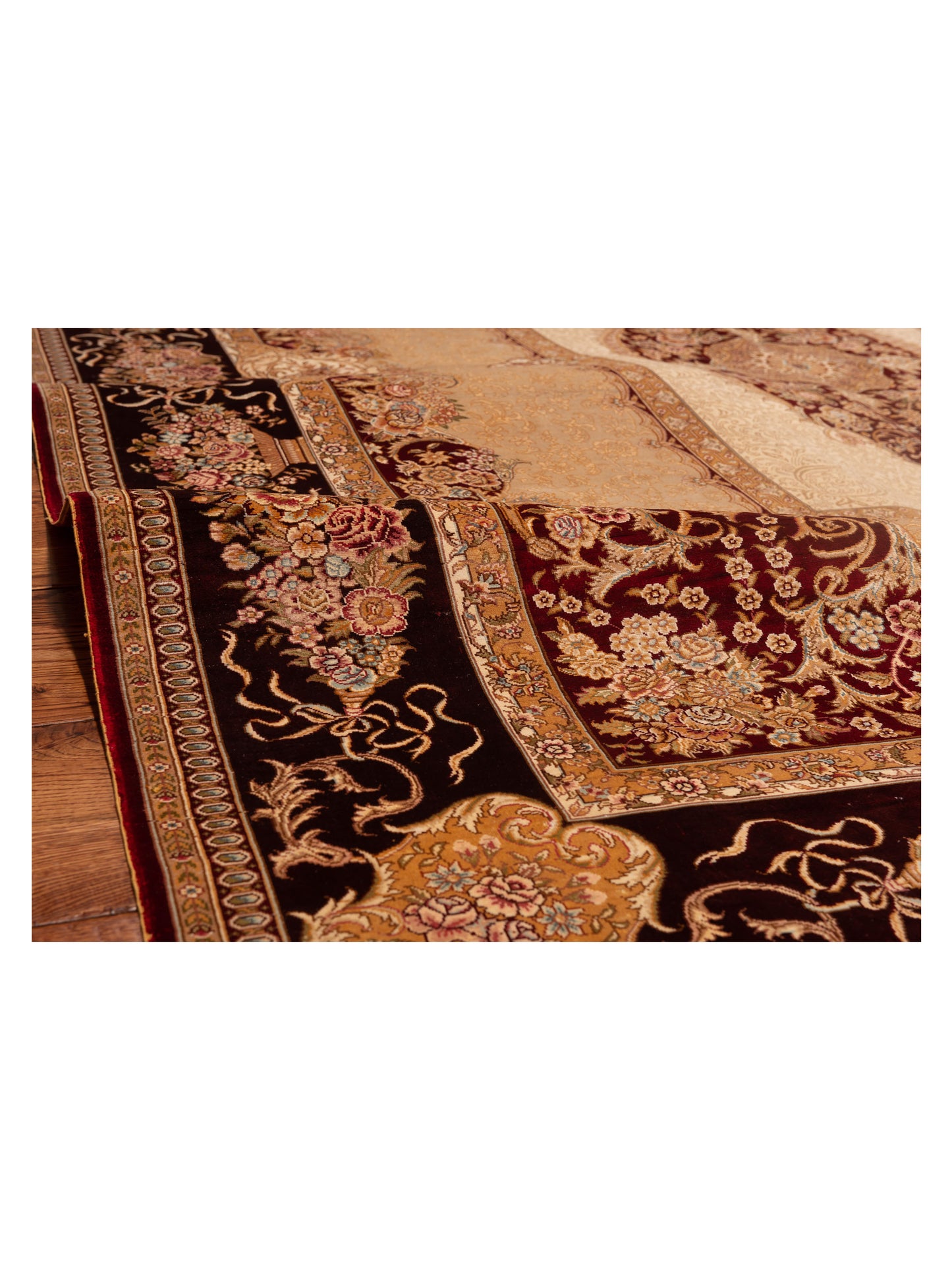 Pasha Elegance 146834 Camel Burgundy Traditional Hand Knotted Rug