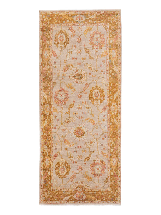 Authentic Angora Oushak Muge Beige Traditional Hand Knotted Rug