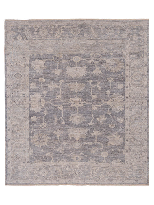 Authentic Angora Oushak Sezen Gray Traditional Hand Knotted Rug