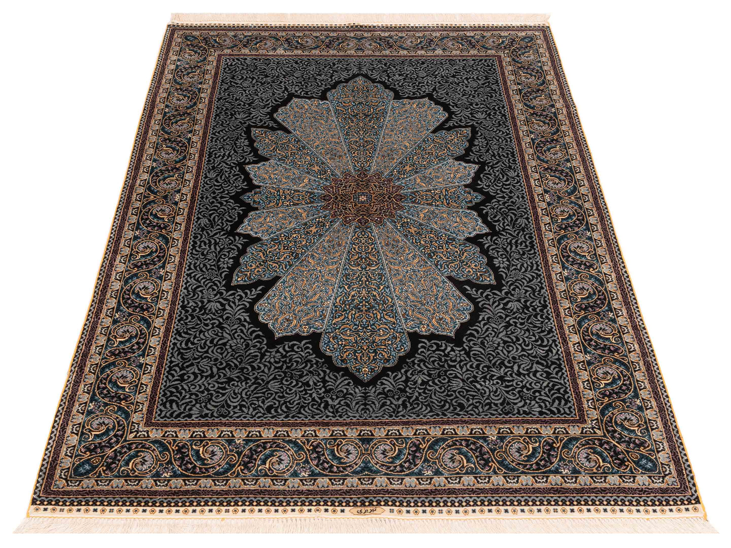 Pasha Elegance 147205 Black Blue Traditional Hand Knotted Rug