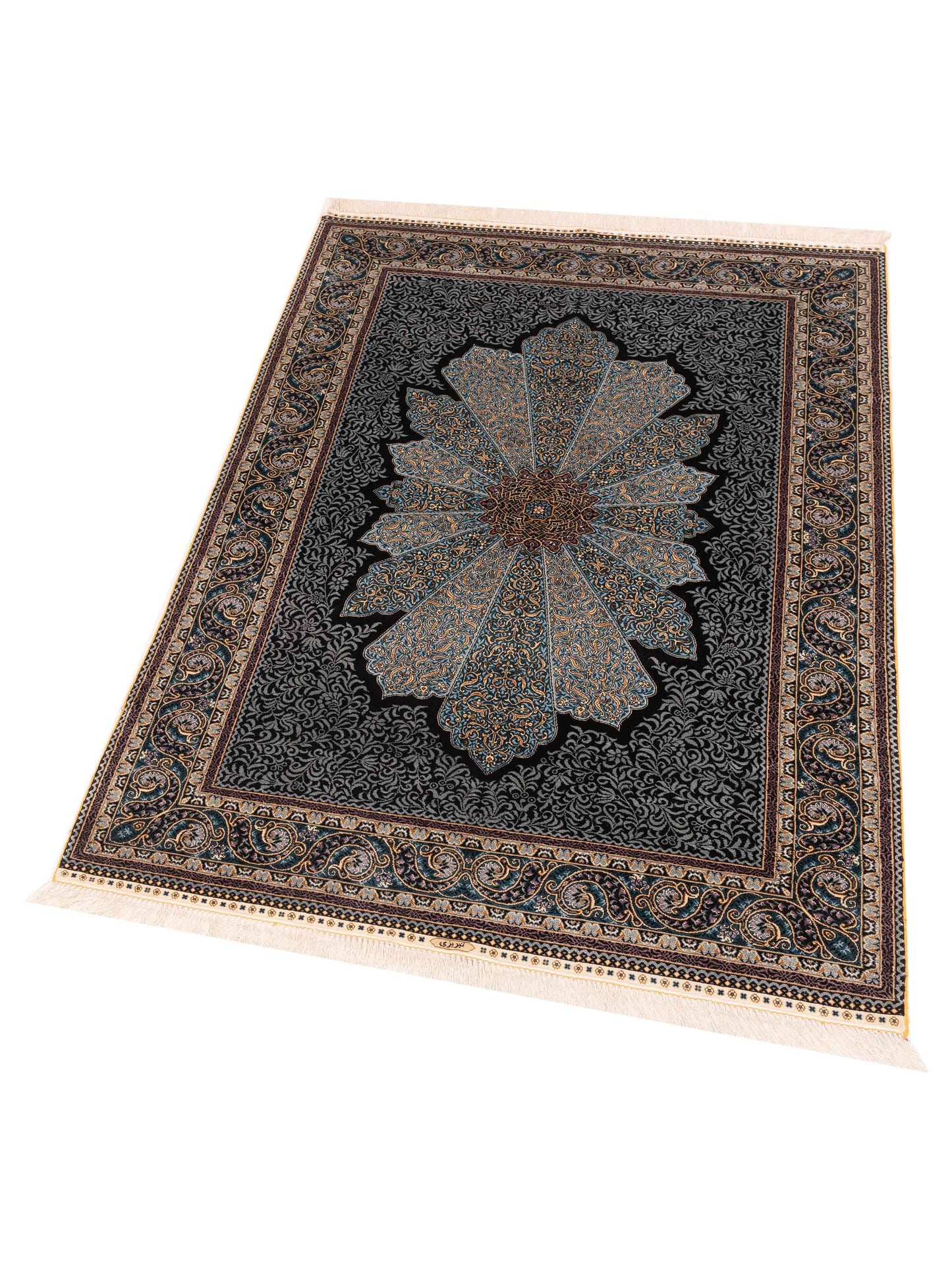 Pasha Elegance 147205 Black Blue Traditional Hand Knotted Rug