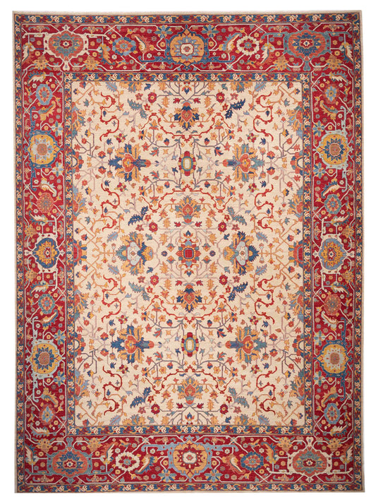 Pasha Antique Loom Fine 147222 Ivory Traditional Hand Knotted Rug