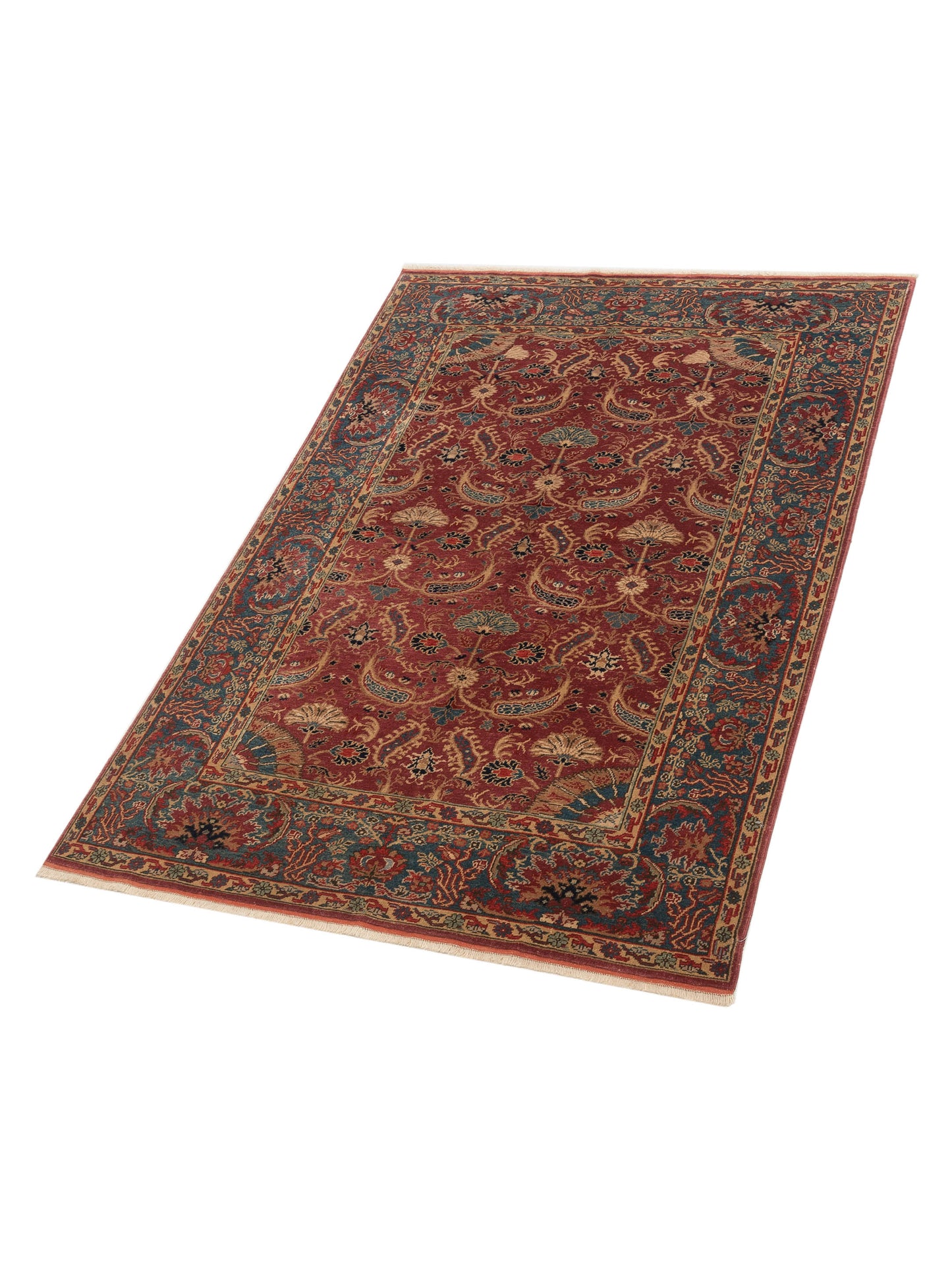 Pasha Antique Loom 147346 Rust Blue Transitional Hand Knotted Rug