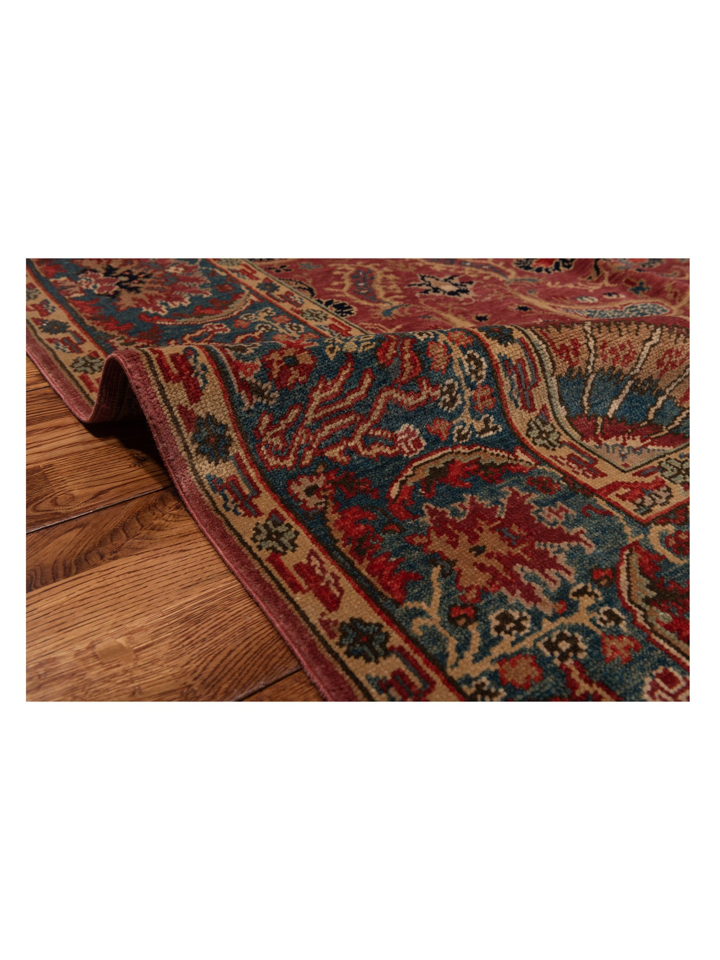 Pasha Antique Loom 147346 Rust Blue Transitional Hand Knotted Rug