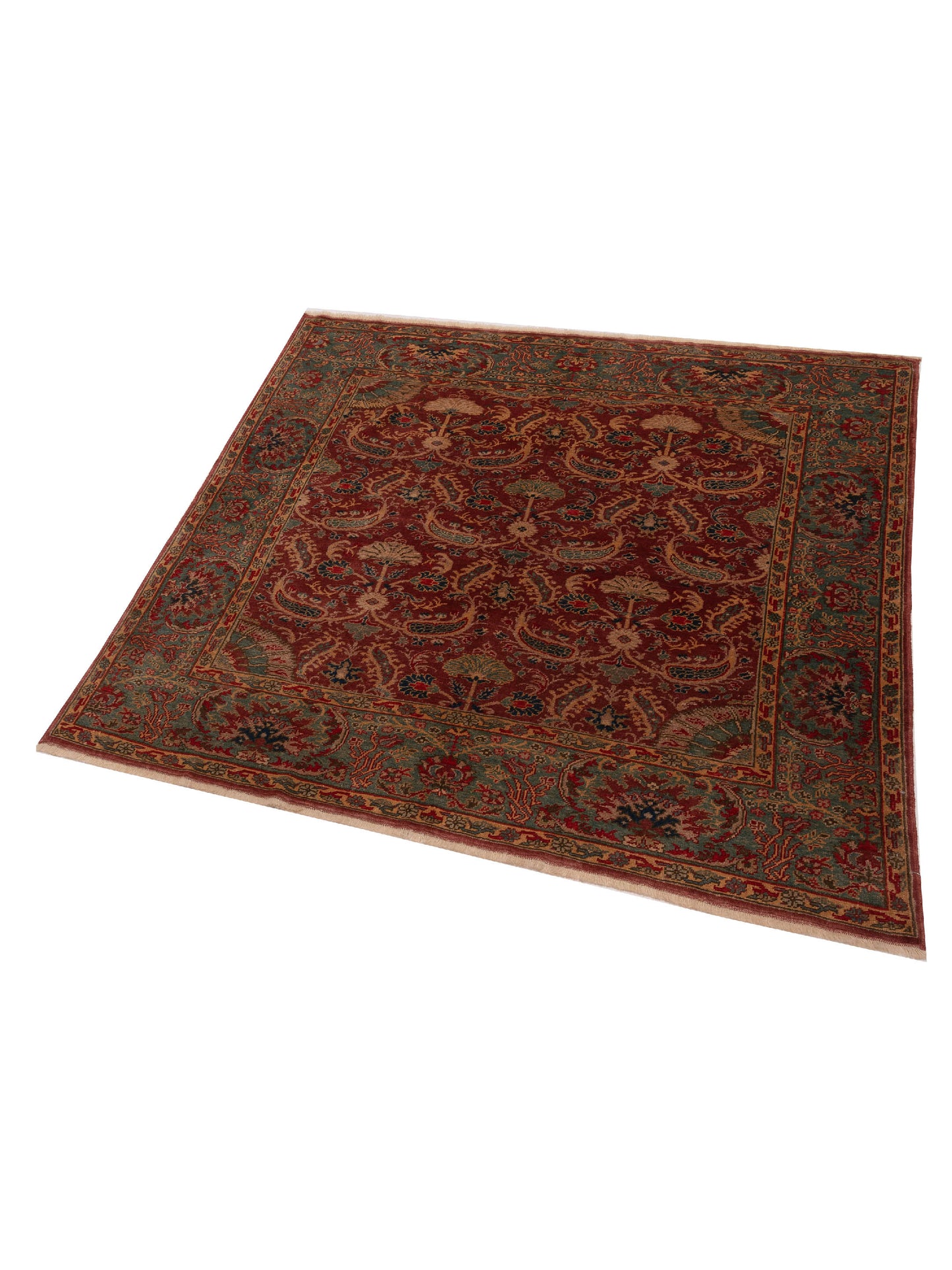 Pasha Antique Loom 147347 Red Blue Traditional Hand Knotted Rug