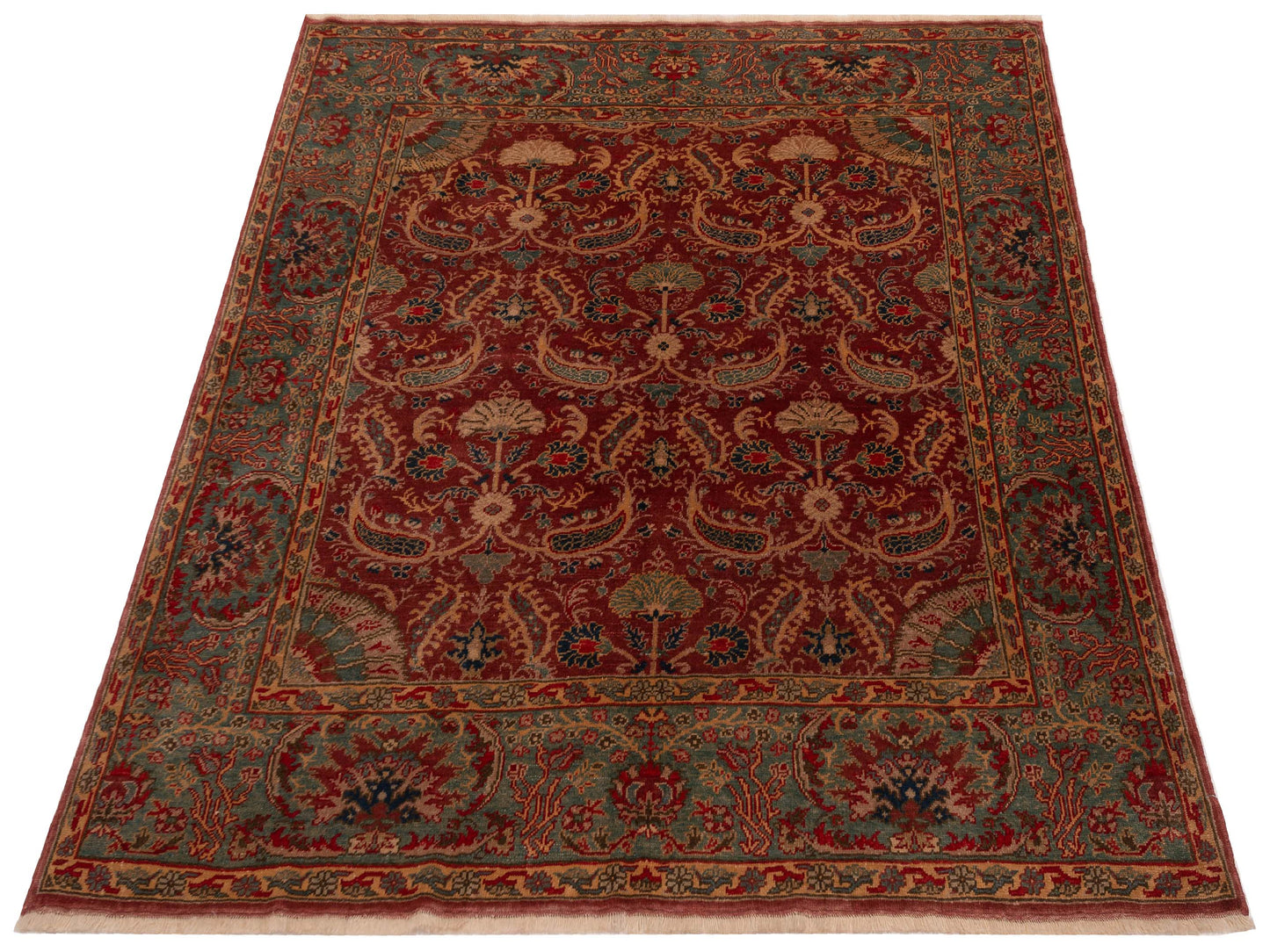 Pasha Antique Loom 147347 Red Blue Traditional Hand Knotted Rug