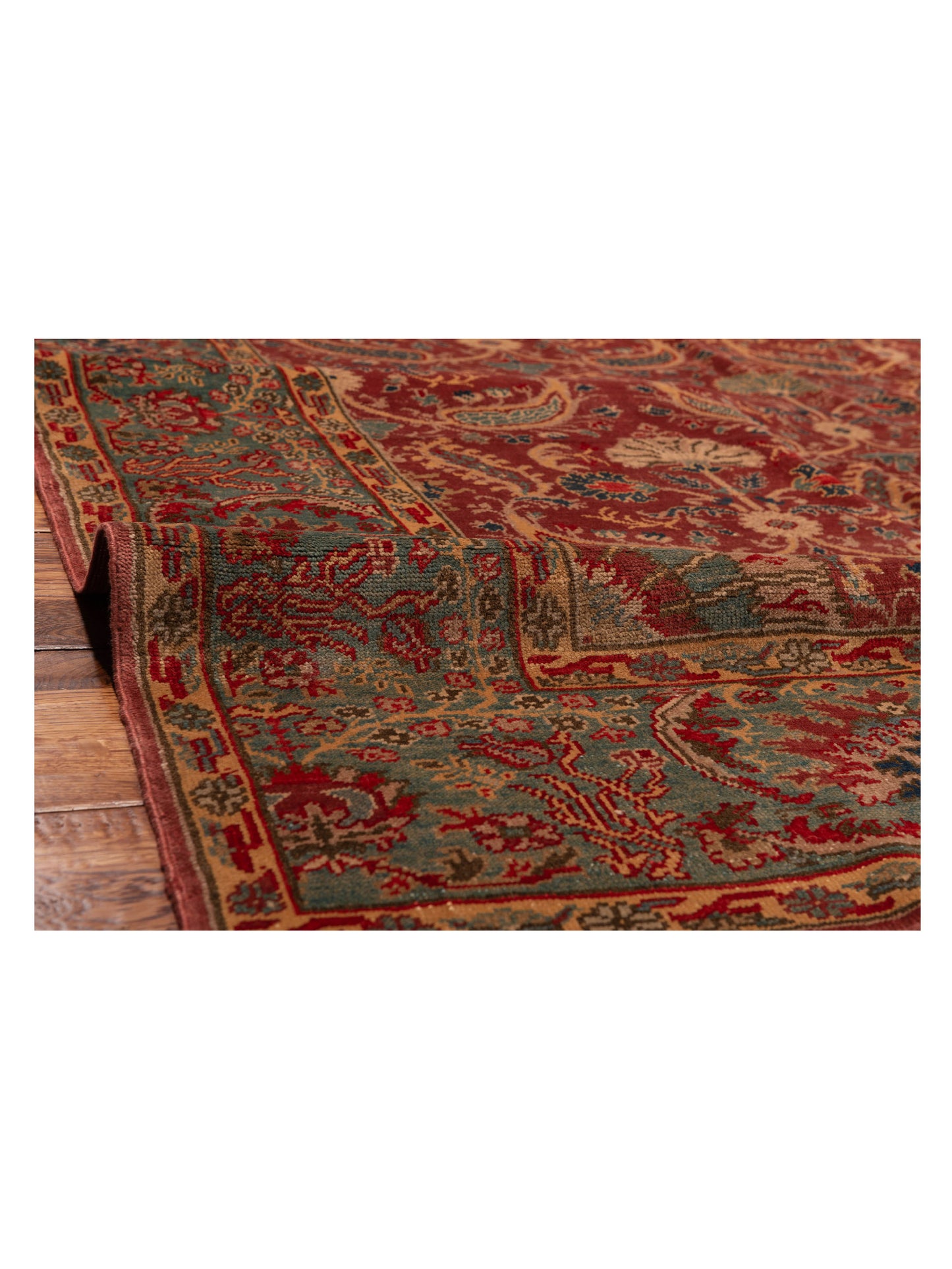 Pasha Antique Loom 147347 Red Blue Traditional Hand Knotted Rug