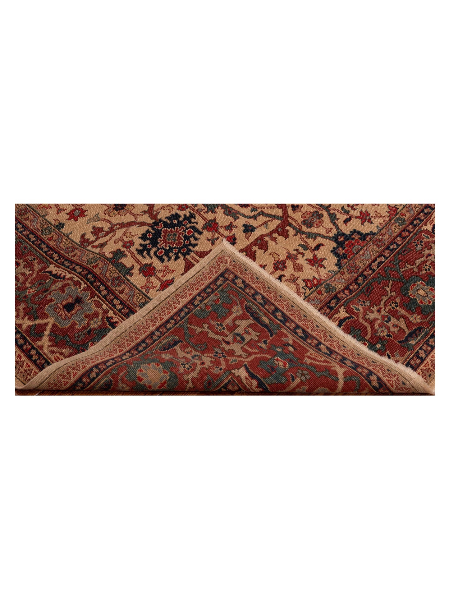 Pasha Antique Loom 147365 Ivory Red Traditional Hand Knotted Rug