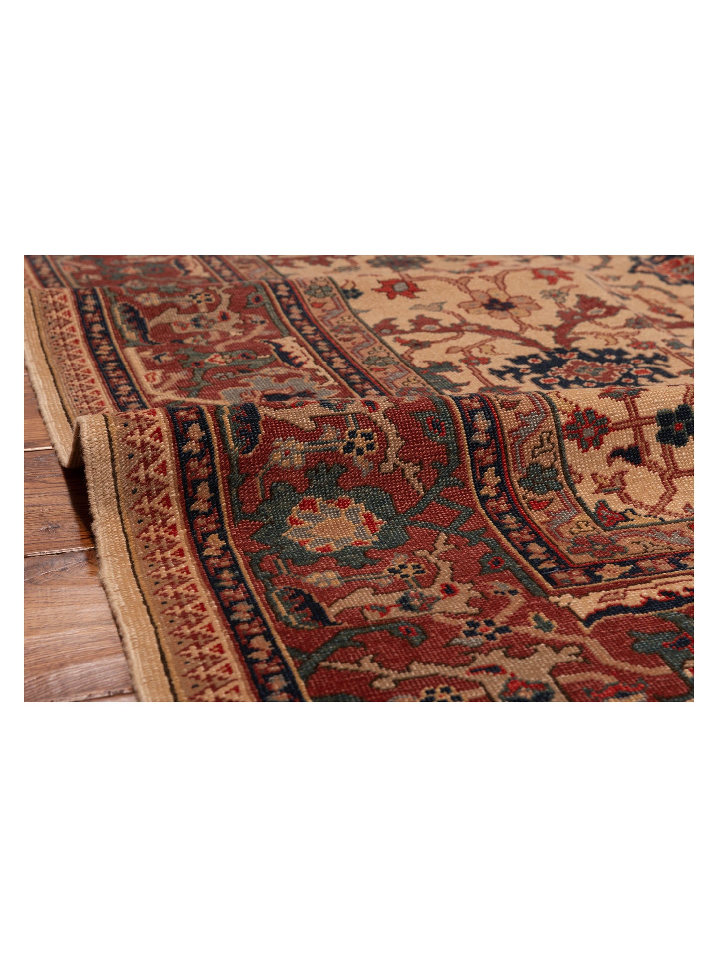 Pasha Antique Loom 147365 Ivory Red Traditional Hand Knotted Rug