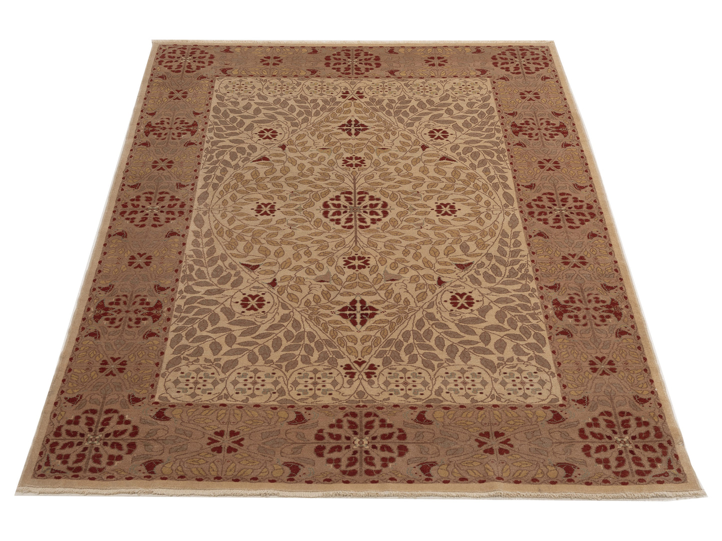 Pasha Antique Loom 147381 Ivory Gold Transitional Hand Knotted Rug