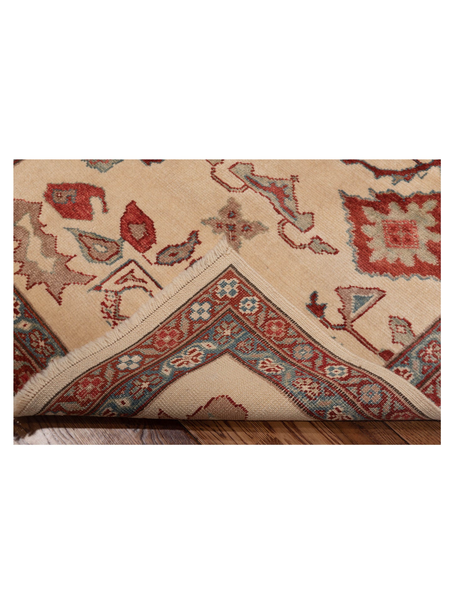 Pasha Antique Loom 147413 Ivory Green Transitional Hand Knotted Rug