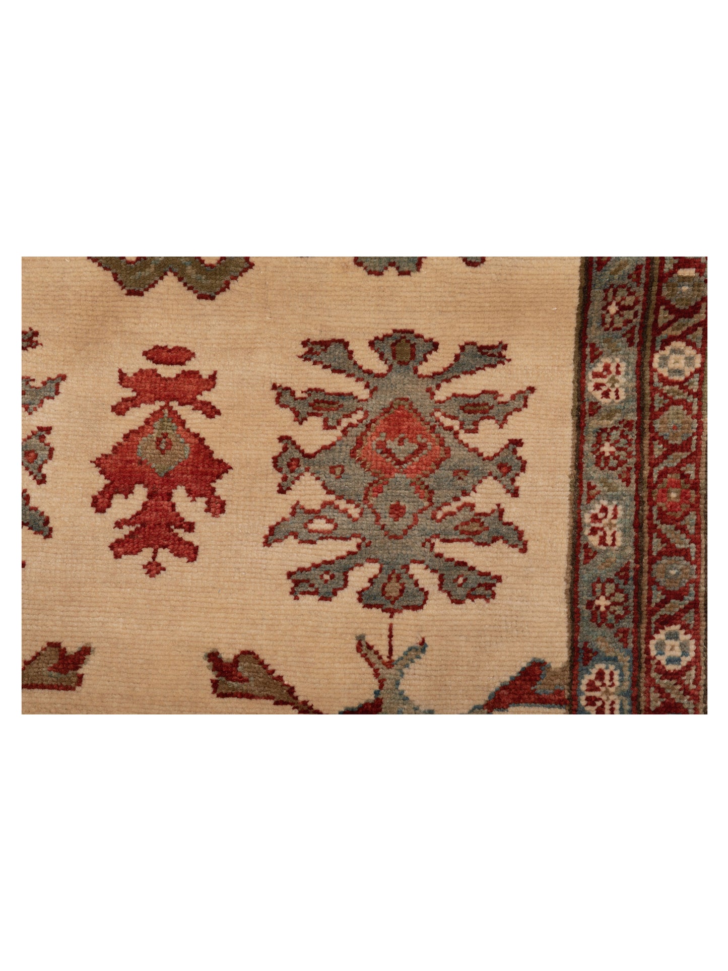 Pasha Antique Loom 147413 Ivory Green Transitional Hand Knotted Rug