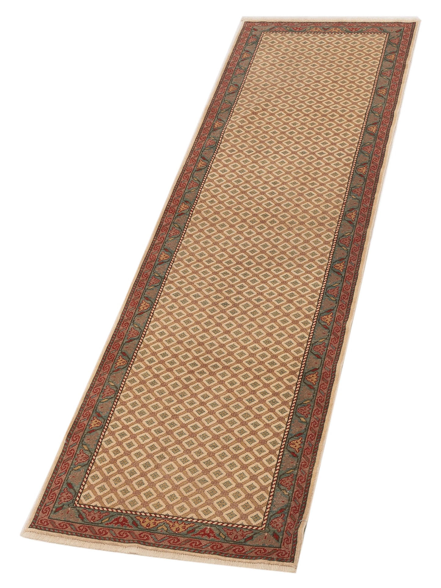 Pasha Antique Loom 147454 Brown Blue Transitional Hand Knotted Rug