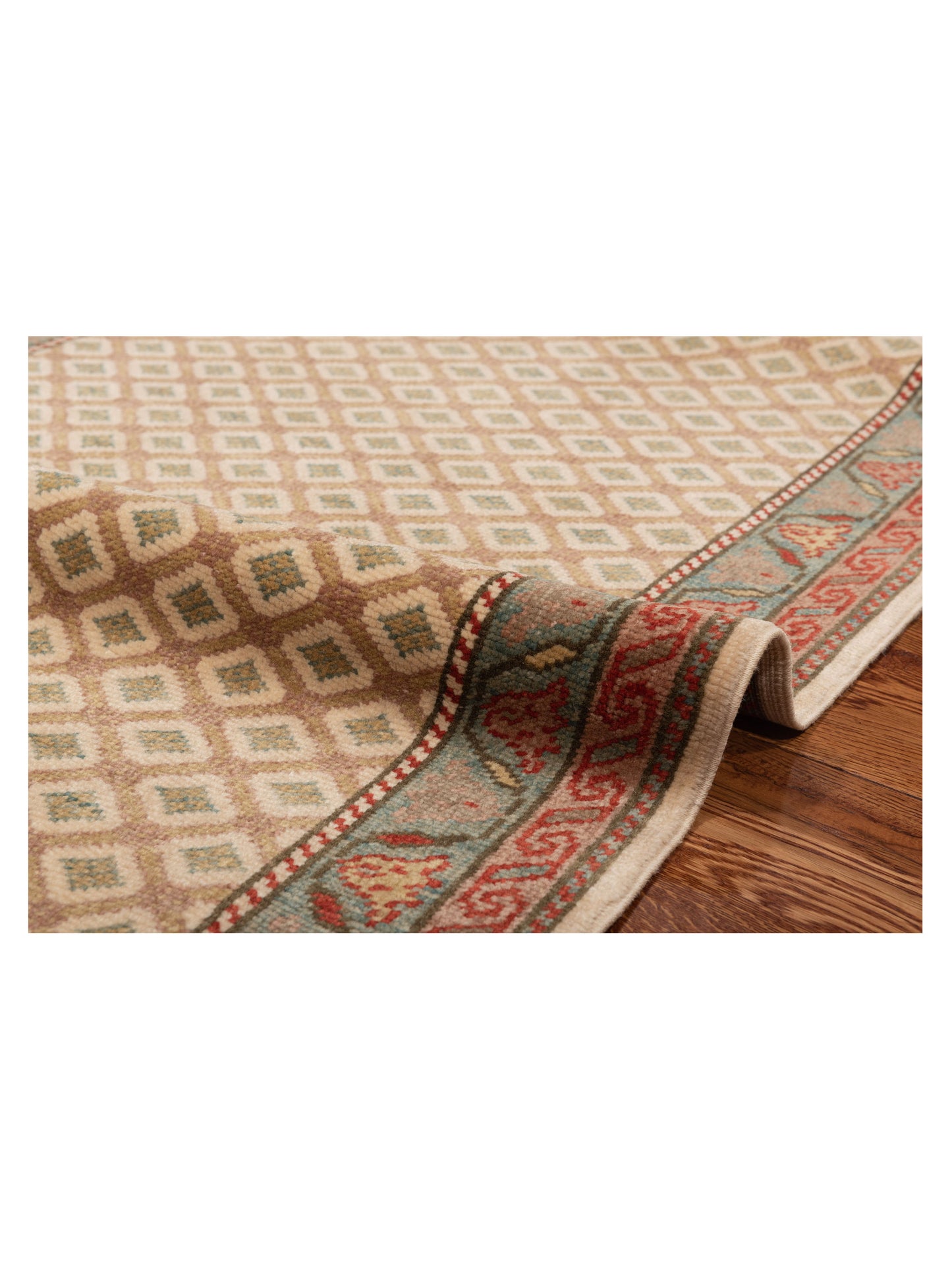 Pasha Antique Loom 147454 Brown Blue Transitional Hand Knotted Rug