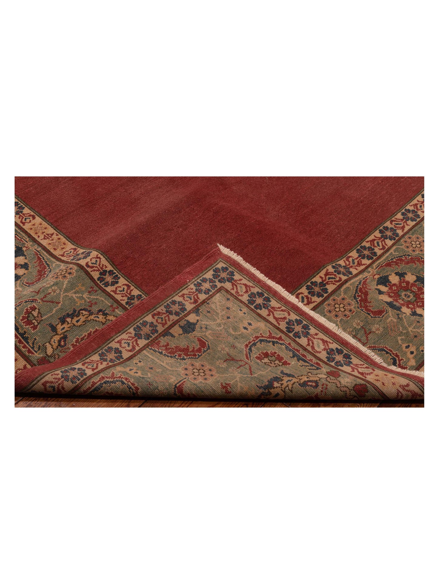 Pasha Antique Loom 147462 Red Green Traditional Hand Knotted Rug