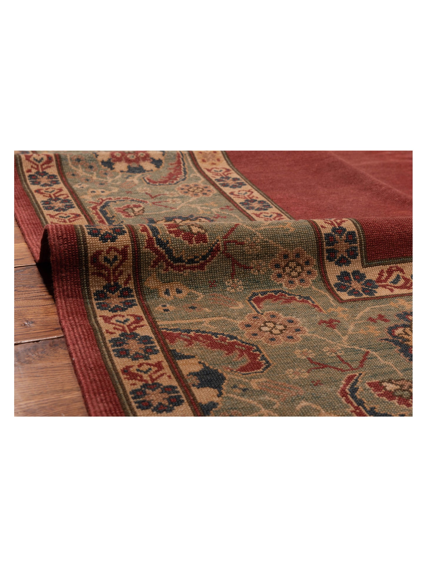 Pasha Antique Loom 147462 Red Green Traditional Hand Knotted Rug