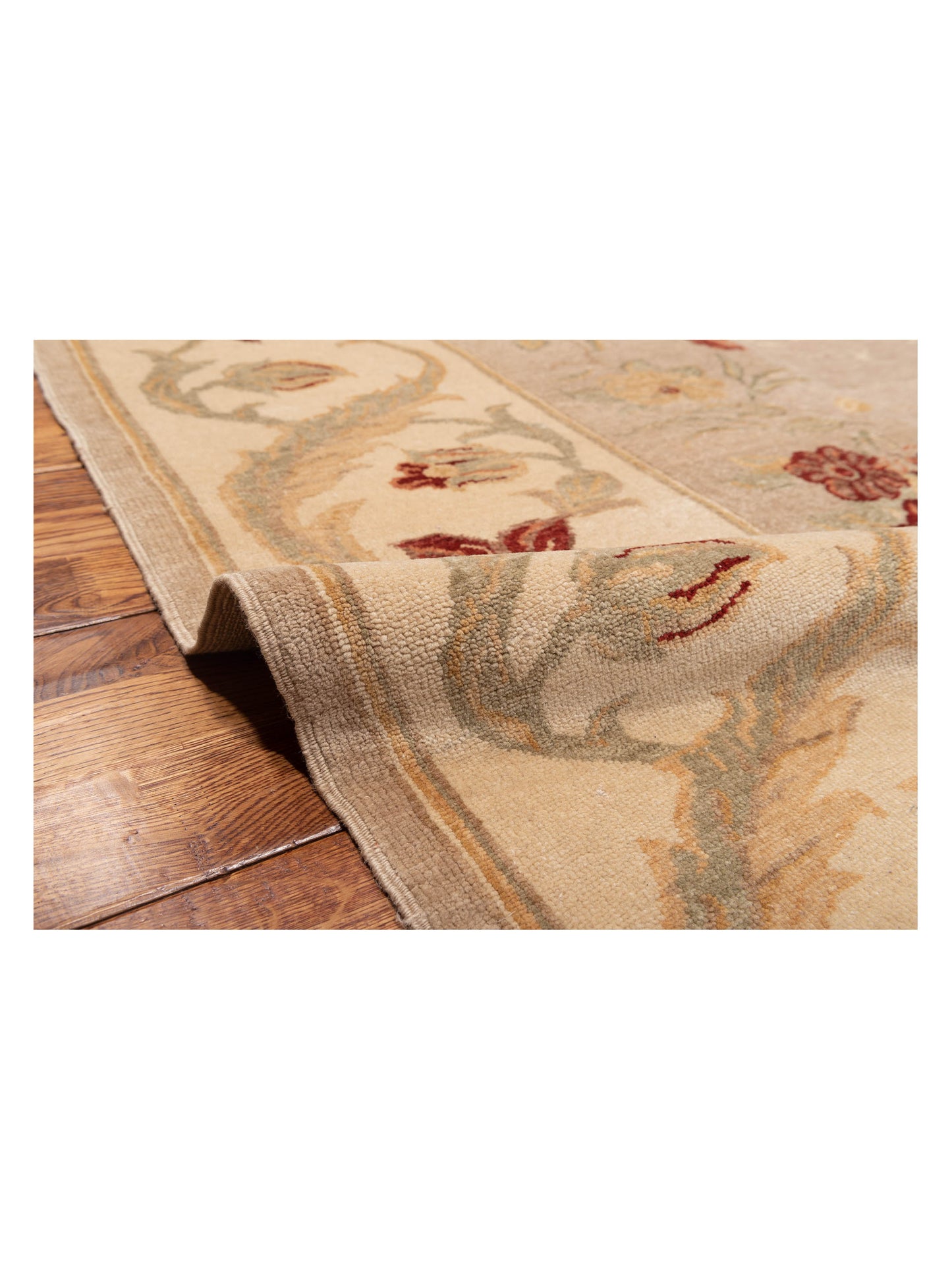 Pasha Antique Loom 147479 Brown Ivory Transitional Hand Knotted Rug