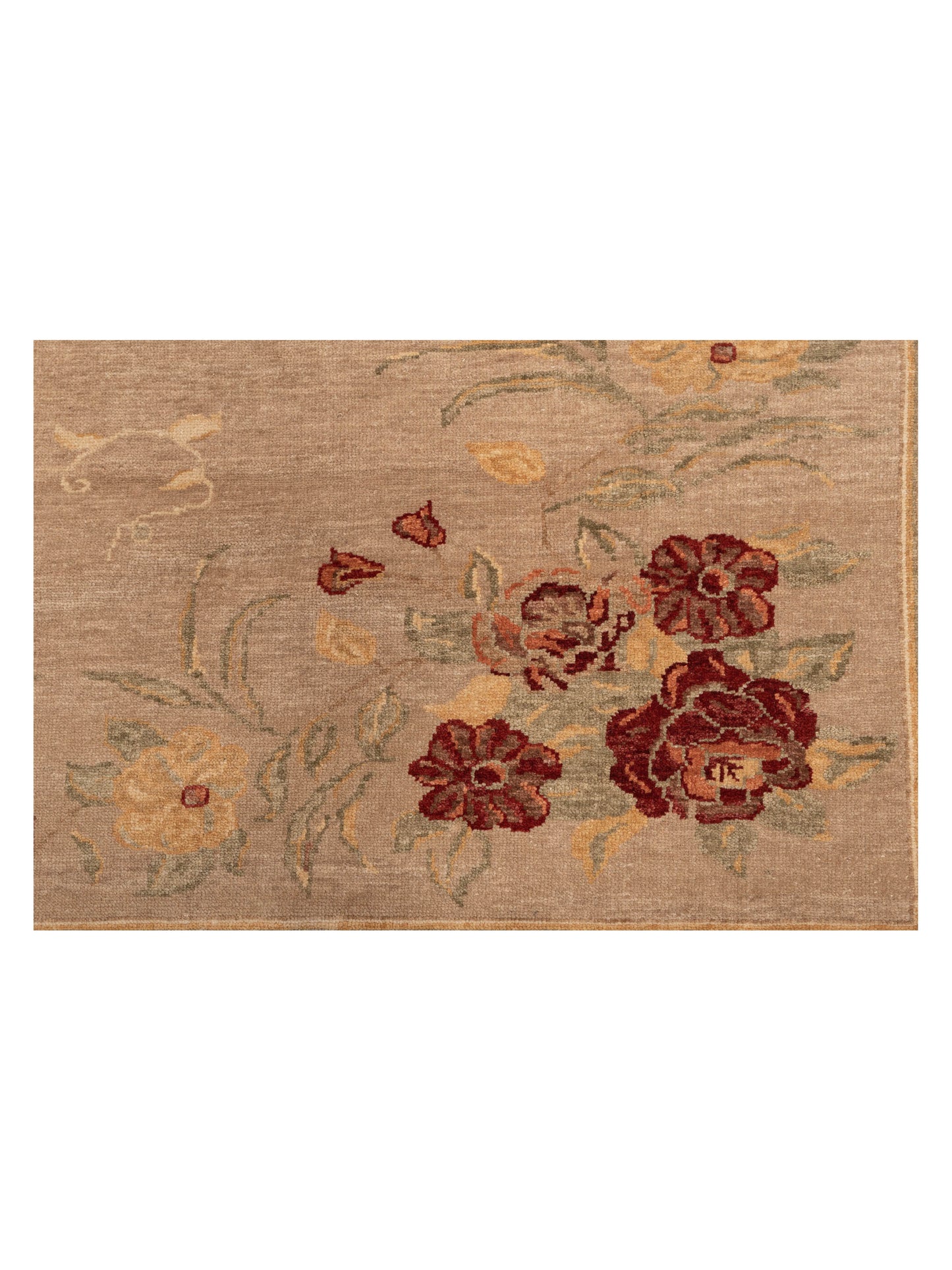 Pasha Antique Loom 147479 Brown Ivory Transitional Hand Knotted Rug