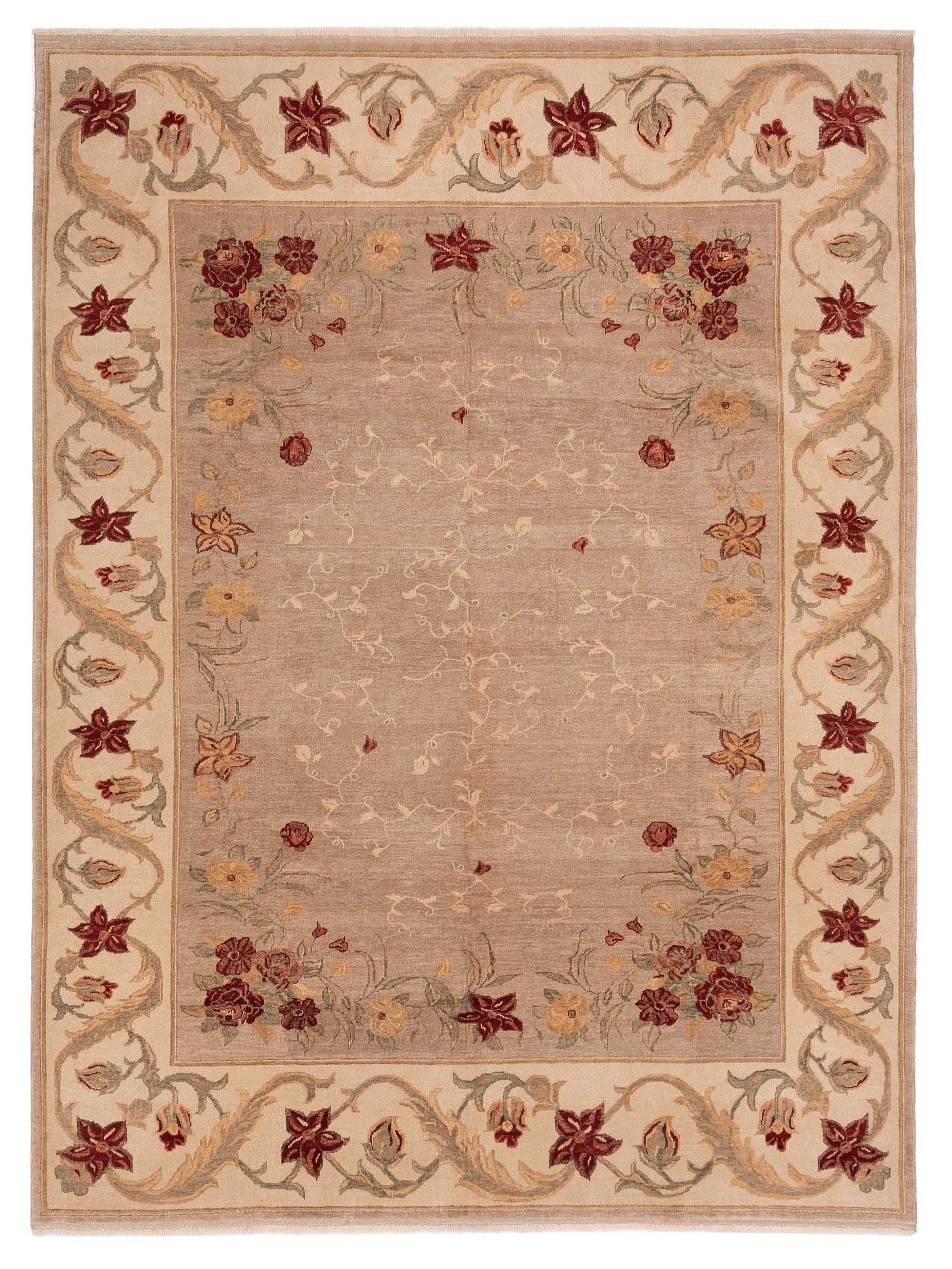 Pasha Antique Loom 147479 Brown Transitional Hand Knotted Rug