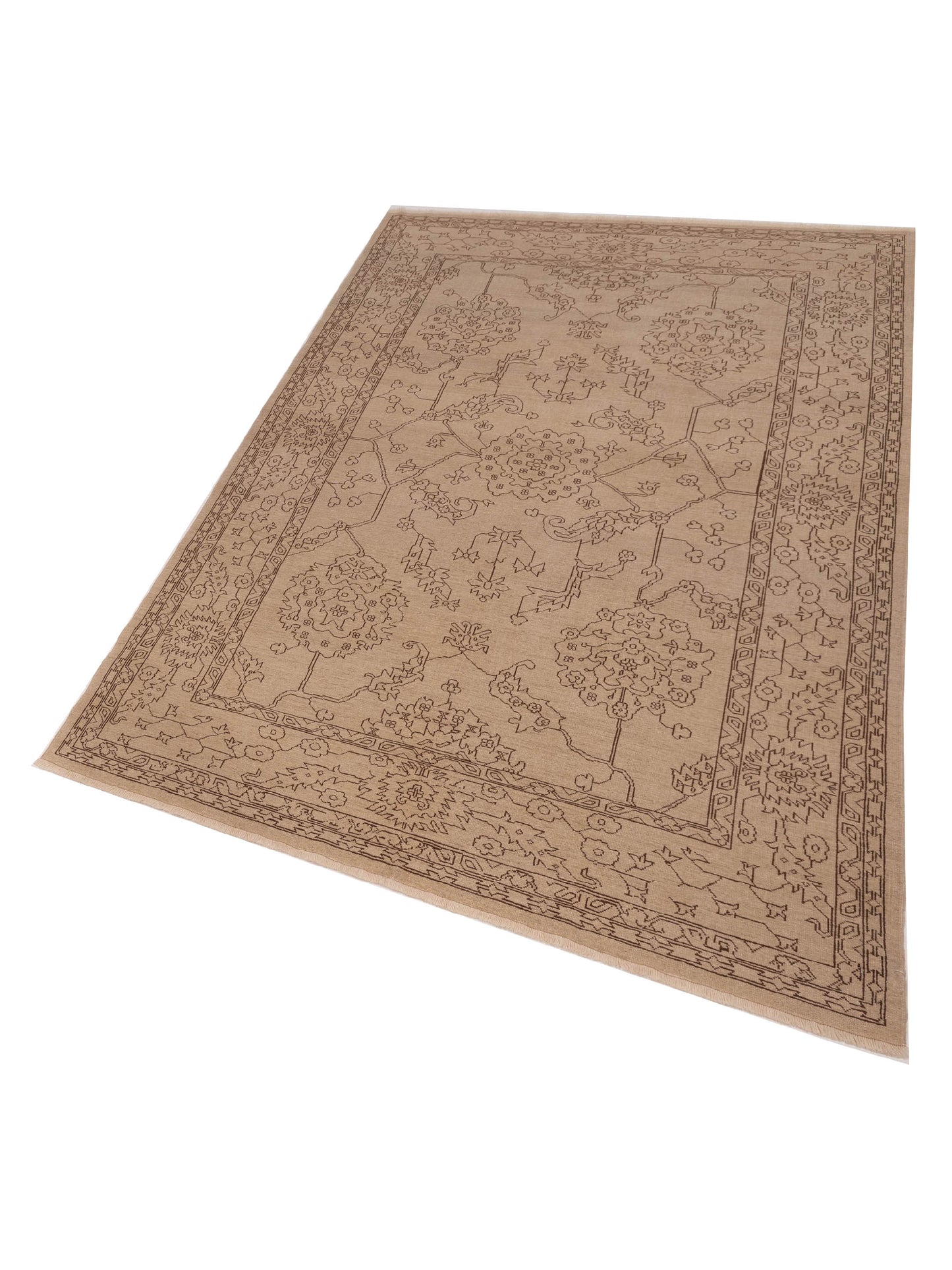 Pasha Ceyhan Emerald Ivory Dark Brown Transitional Hand Knotted Rug