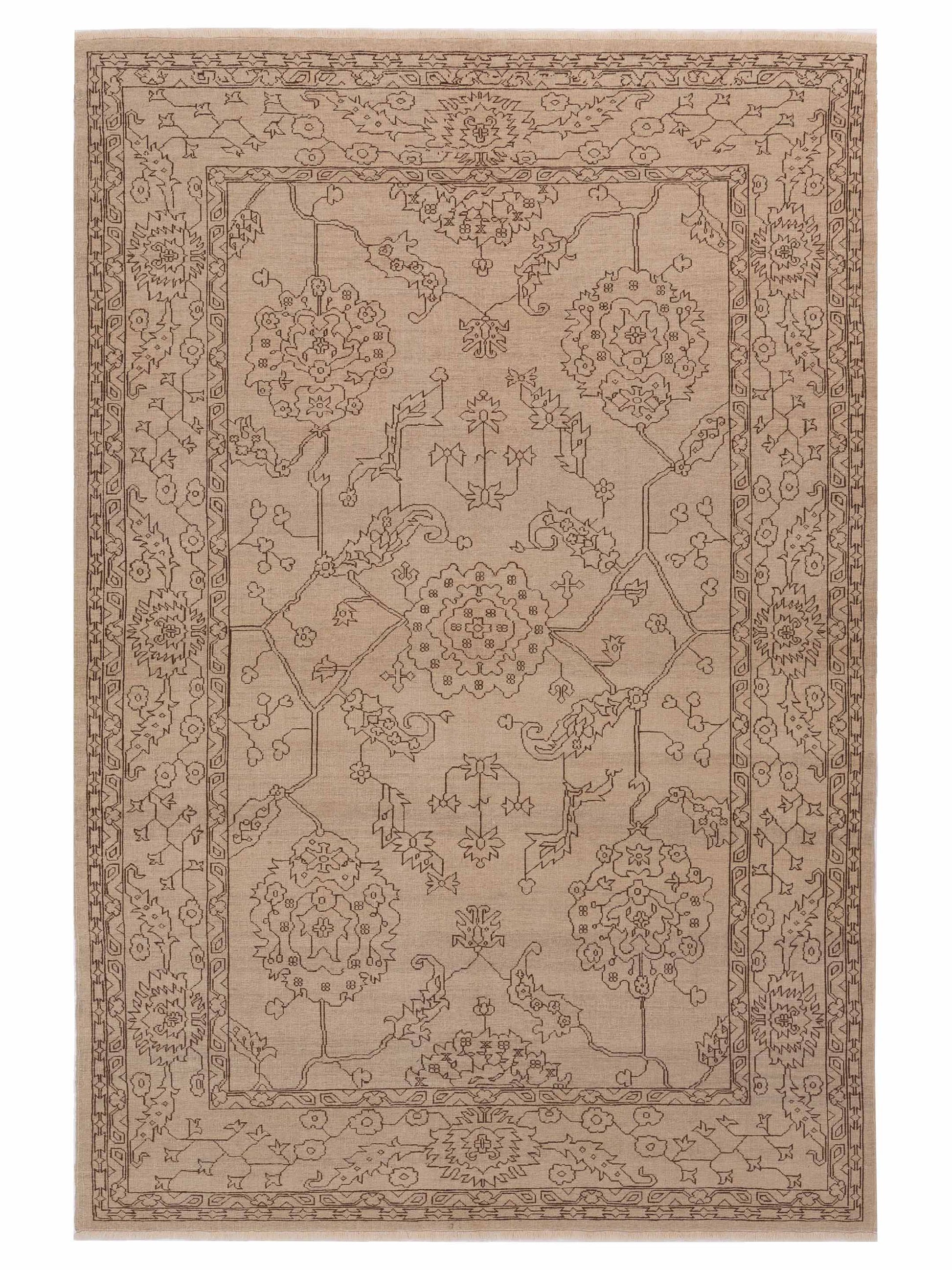 Pasha Ceyhan Emerald Ivory Transitional Hand Knotted Rug