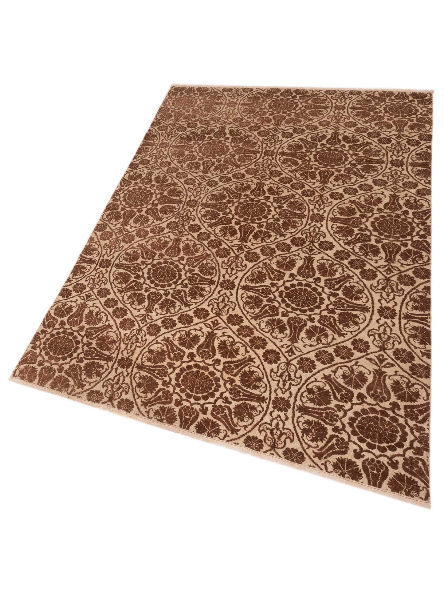 Pasha Defne Lotus Beige Brown Transitional Hand Knotted Rug