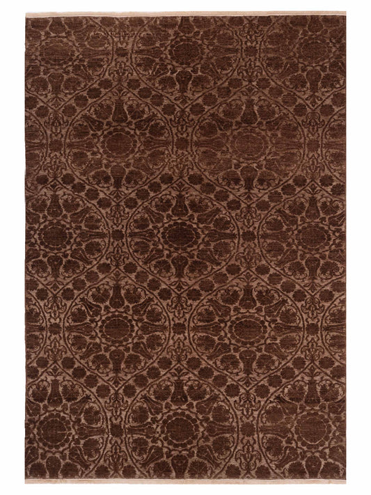 Pasha Defne Lotus Dark Brown Transitional Hand Knotted Rug