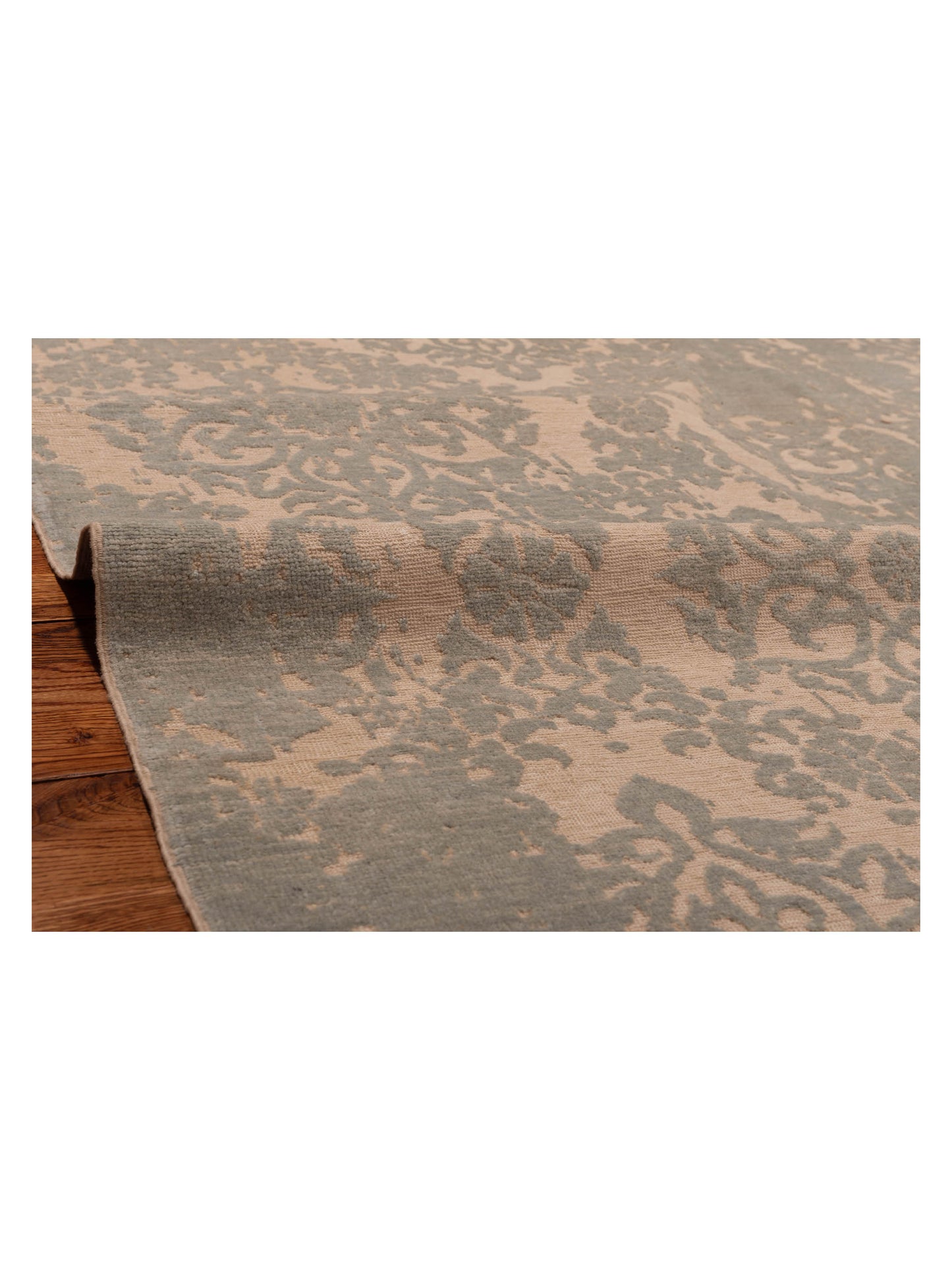 Pasha Defne Beony Ivory Ice Blue Transitional Hand Knotted Rug