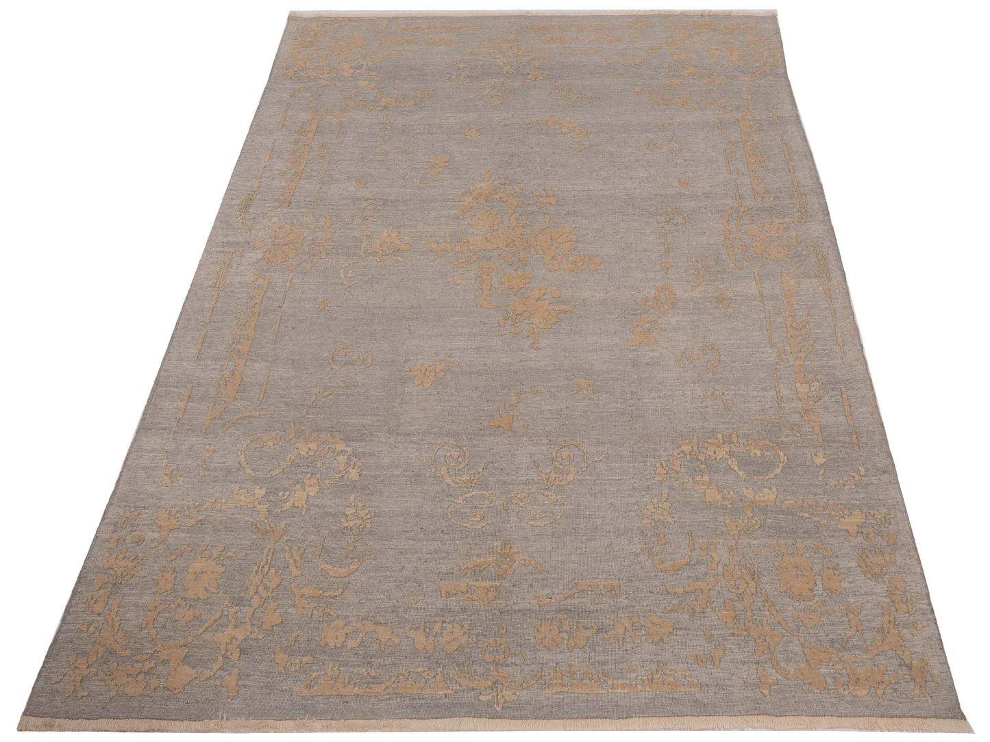 Pasha Defne Clove Ice Blue Ivory Transitional Hand Knotted Rug