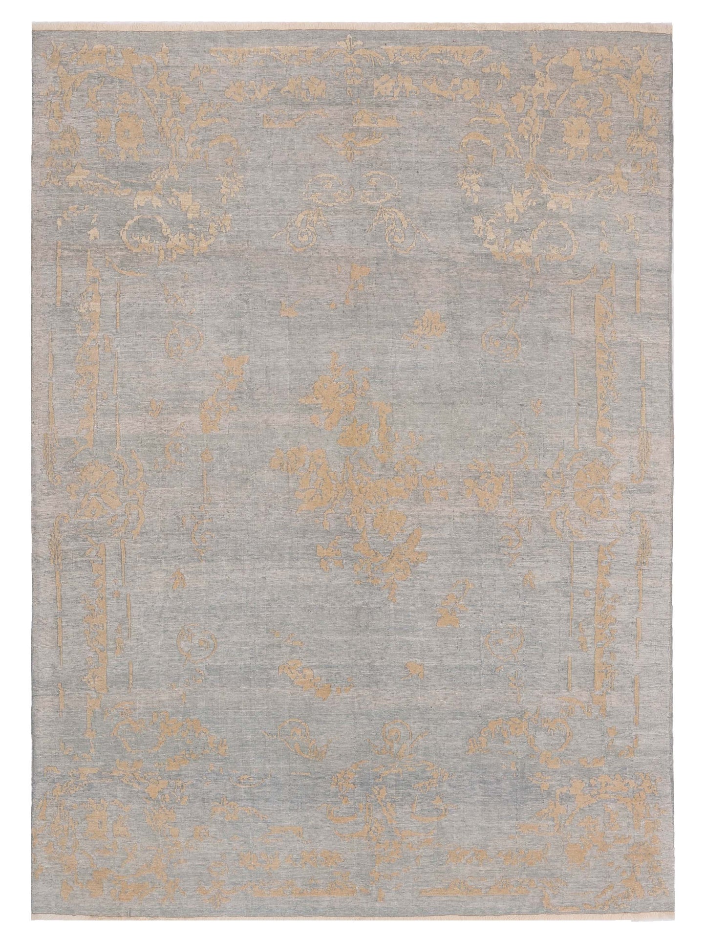 Pasha Defne Clove Ice Blue Transitional Hand Knotted Rug