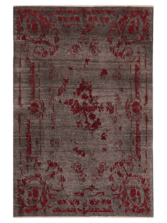 Pasha Defne Magnolia Charcoal Transitional Hand Knotted Rug