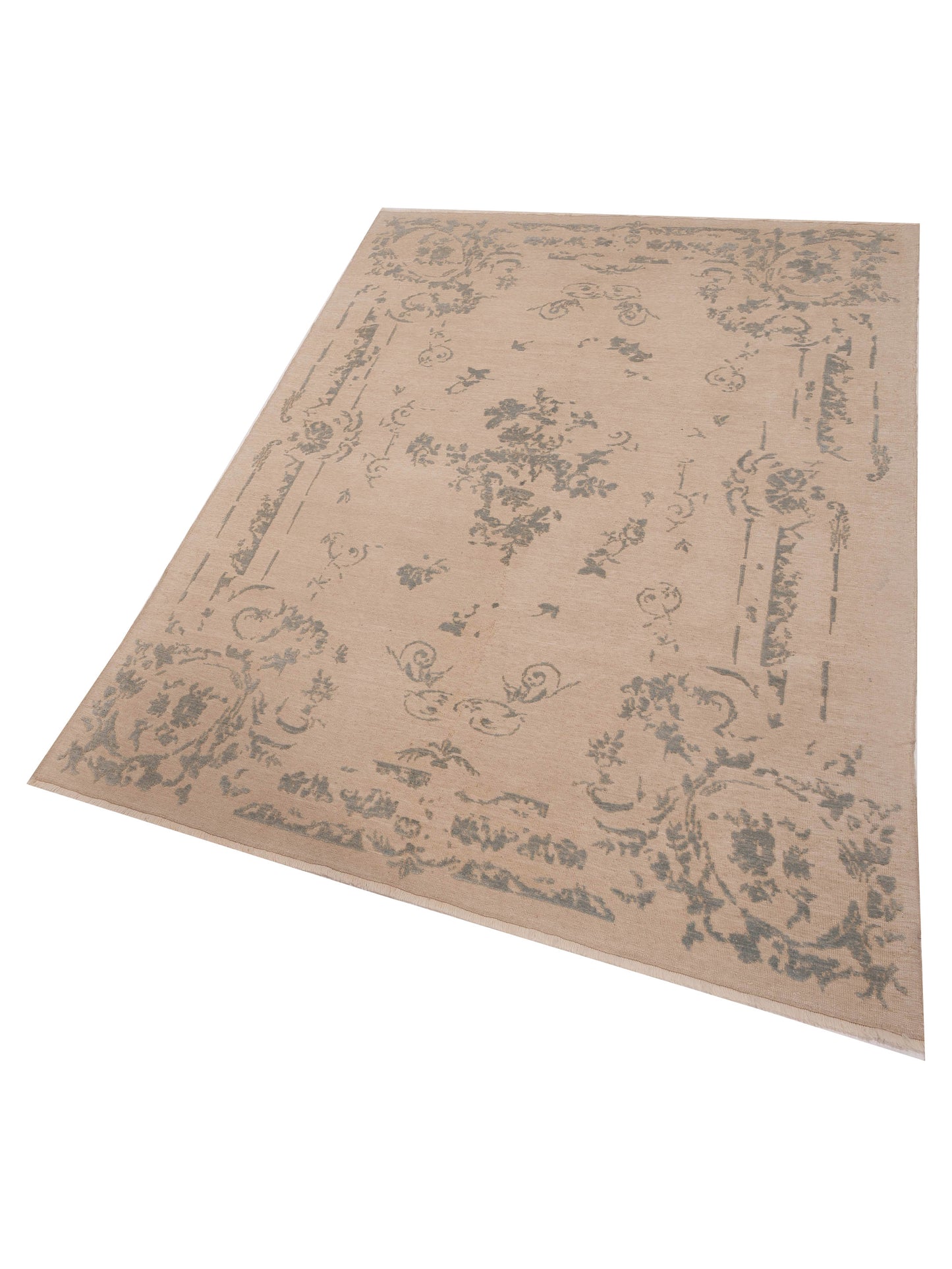 Pasha Defne Clove Ivory Blue Transitional Hand Knotted Rug