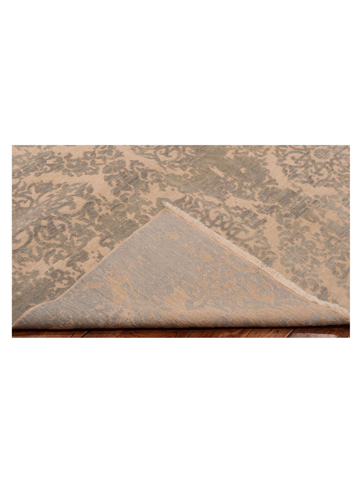 Pasha Defne Beony Ivory Ice Blue Transitional Hand Knotted Rug